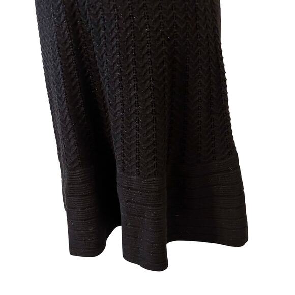 Nine West V Neck Black Fit & Flare Black Dress Medium Knit Cocktail dress - Picture 6 of 13